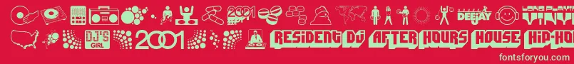 フォントDEEJS    – 赤い背景に緑の文字