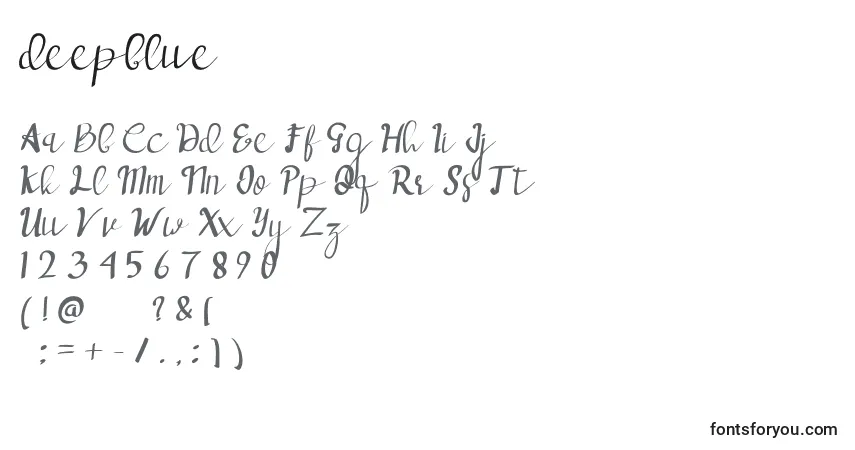 Czcionka Deepblue – alfabet, cyfry, specjalne znaki