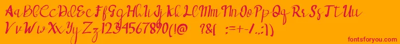 deepblue-Schriftart – Rote Schriften auf orangefarbenem Hintergrund