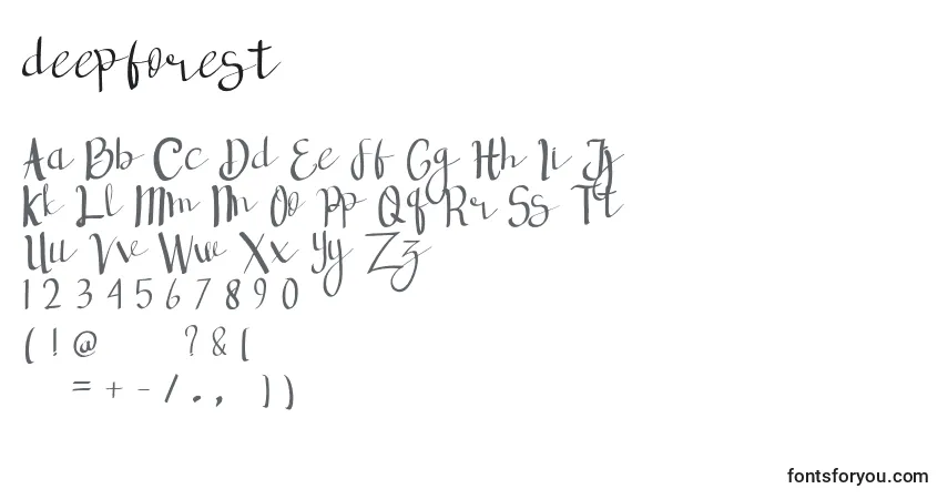 Schriftart Deepforest – Alphabet, Zahlen, spezielle Symbole