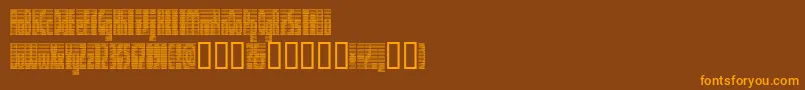 フォントDEETC    – オレンジ色の文字が茶色の背景にあります。
