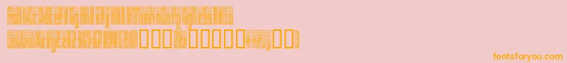 フォントDEETC    – オレンジの文字がピンクの背景にあります。