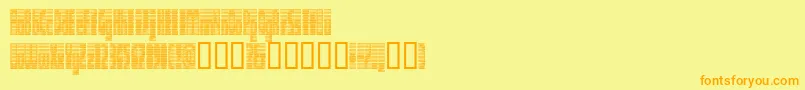フォントDEETC    – オレンジの文字が黄色の背景にあります。