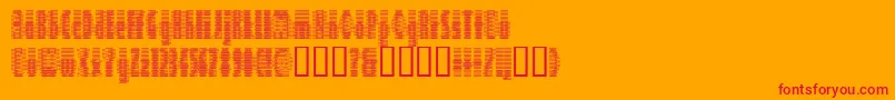 DEETER  -Schriftart – Rote Schriften auf orangefarbenem Hintergrund