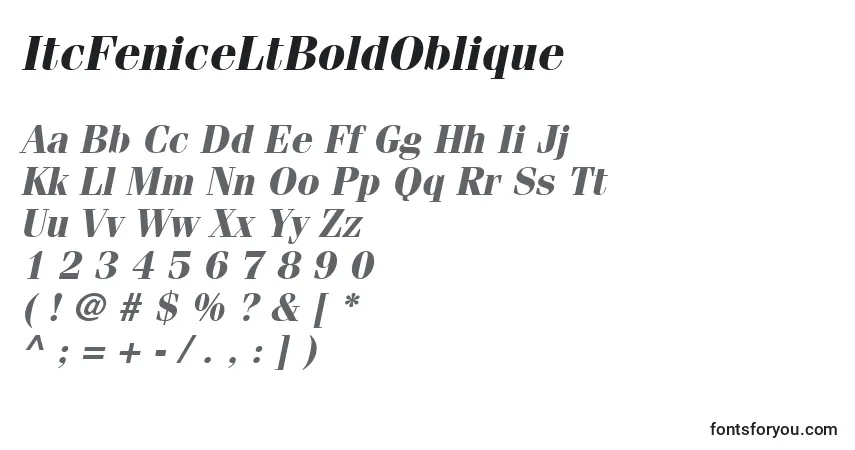 A fonte ItcFeniceLtBoldOblique – alfabeto, números, caracteres especiais