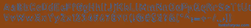 フォントdefora   – 茶色の背景に青い文字