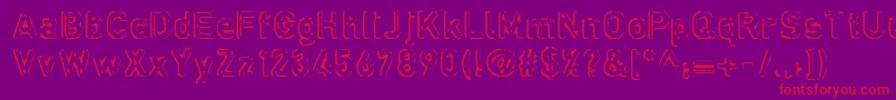 フォントdefora   – 紫の背景に赤い文字