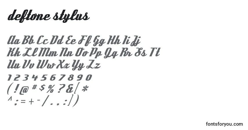 Schriftart Deftone stylus – Alphabet, Zahlen, spezielle Symbole