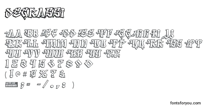 Schriftart Degrassi (124775) – Alphabet, Zahlen, spezielle Symbole