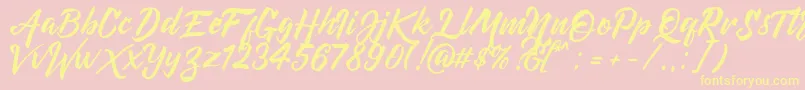 DeHangster Free Demo-Schriftart – Gelbe Schriften auf rosa Hintergrund