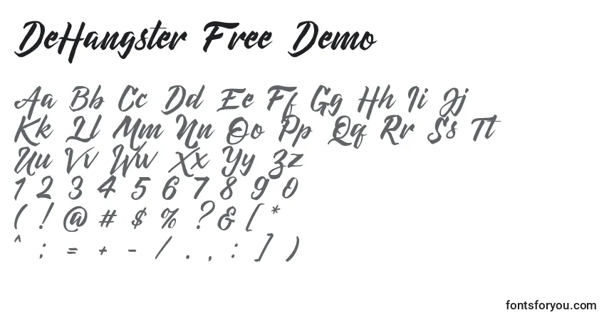 A fonte DeHangster Free Demo (124778) – alfabeto, números, caracteres especiais