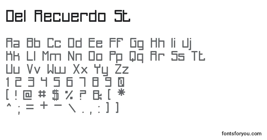 Del Recuerdo St Font – alphabet, numbers, special characters