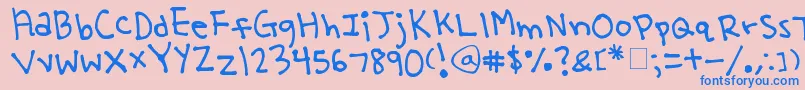 Fonte YooHaeMool – fontes azuis em um fundo rosa