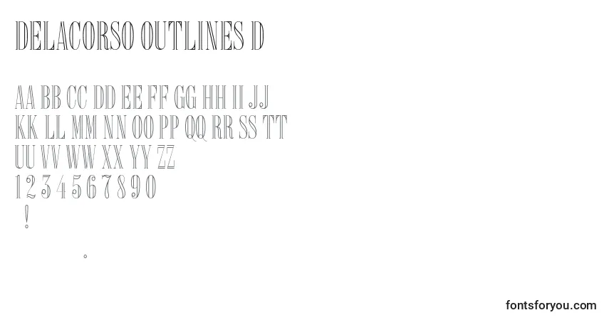 Шрифт Delacorso Outlines D – алфавит, цифры, специальные символы