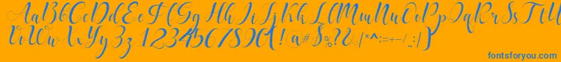 delaney-Schriftart – Blaue Schriften auf orangefarbenem Hintergrund