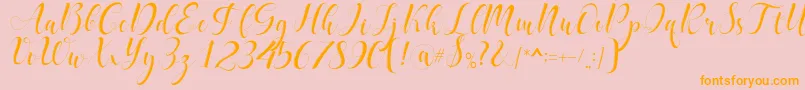 delaney-Schriftart – Orangefarbene Schriften auf rosa Hintergrund