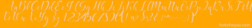 delaney-Schriftart – Rosa Schriften auf orangefarbenem Hintergrund