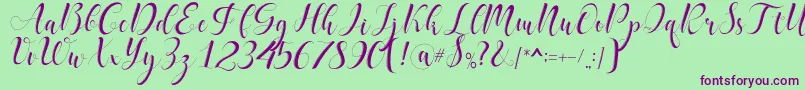 delaney Font – Purple Fonts on Green Background