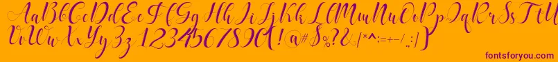 delaney-Schriftart – Violette Schriften auf orangefarbenem Hintergrund