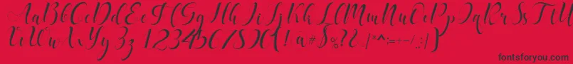 delaney-Schriftart – Schwarze Schriften auf rotem Hintergrund