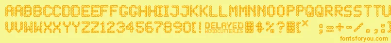 Czcionka DELAYED – pomarańczowe czcionki na żółtym tle
