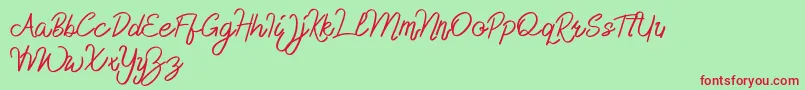 Delfoo  Demo  Font – Red Fonts on Green Background