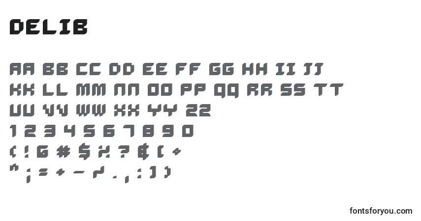 Czcionka DELIB    (124786) – alfabet, cyfry, specjalne znaki