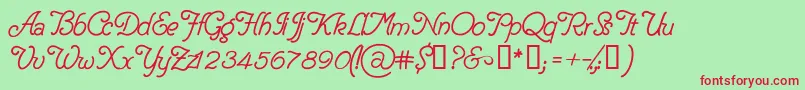 Delicacy  PERSONAL USE ONLY Font – Red Fonts on Green Background