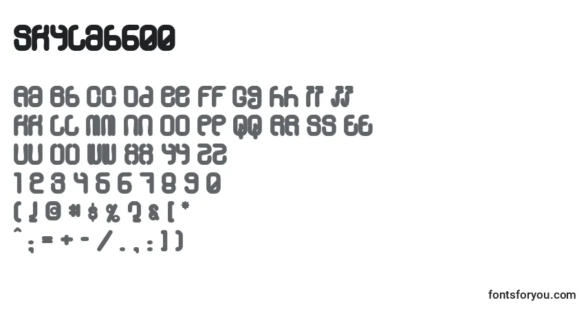A fonte Skylab600 – alfabeto, números, caracteres especiais
