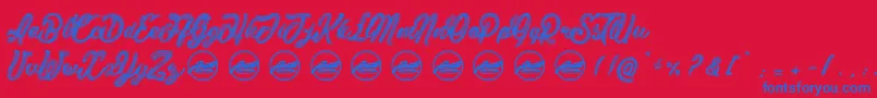 Delich PersonalUseOnly-Schriftart – Blaue Schriften auf rotem Hintergrund