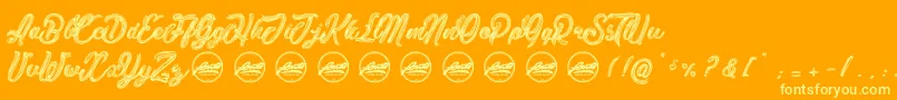 Delich PersonalUseOnly Font – Yellow Fonts on Orange Background