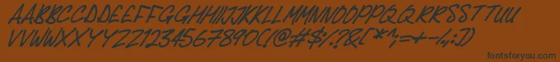 Czcionka Delicious Scrawl Italic – czarne czcionki na brązowym tle