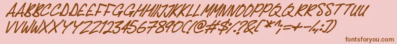 Шрифт Delicious Scrawl Italic – коричневые шрифты на розовом фоне