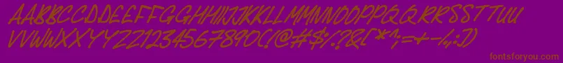 Police Delicious Scrawl Italic – polices brunes sur fond violet