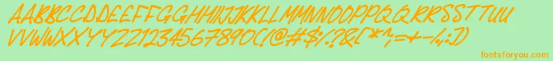 Delicious Scrawl Italic Font – Orange Fonts on Green Background