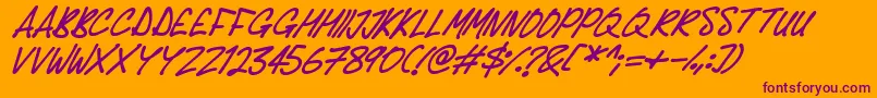 Delicious Scrawl Italic Font – Purple Fonts on Orange Background