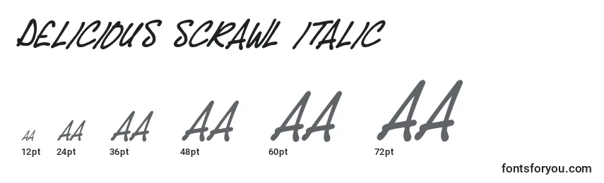 Tamanhos de fonte Delicious Scrawl Italic