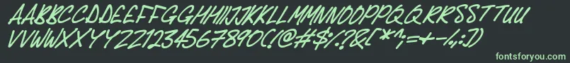 Fonte Delicious Scrawl Italic – fontes verdes em um fundo preto