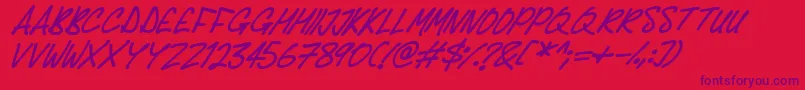 Delicious Scrawl Italic Font – Purple Fonts on Red Background