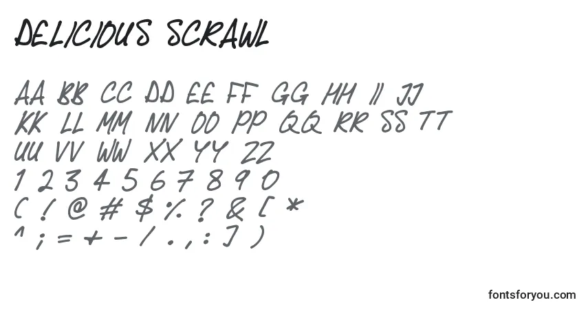 Czcionka Delicious Scrawl – alfabet, cyfry, specjalne znaki