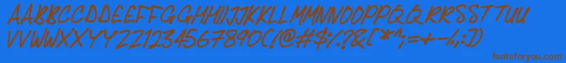 Fonte Delicious Scrawl – fontes marrons em um fundo azul