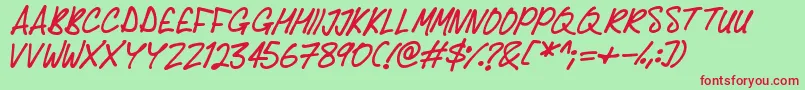 Delicious Scrawl Font – Red Fonts on Green Background
