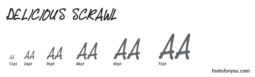 Delicious Scrawl Font Sizes