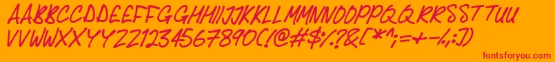 Fonte Delicious Scrawl – fontes vermelhas em um fundo laranja