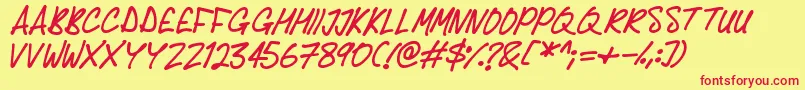 Delicious Scrawl Font – Red Fonts on Yellow Background