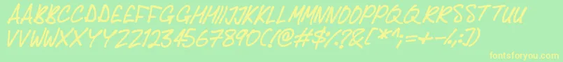 Delicious Scrawl Font – Yellow Fonts on Green Background
