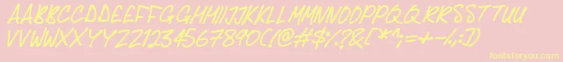 Delicious Scrawl Font – Yellow Fonts on Pink Background