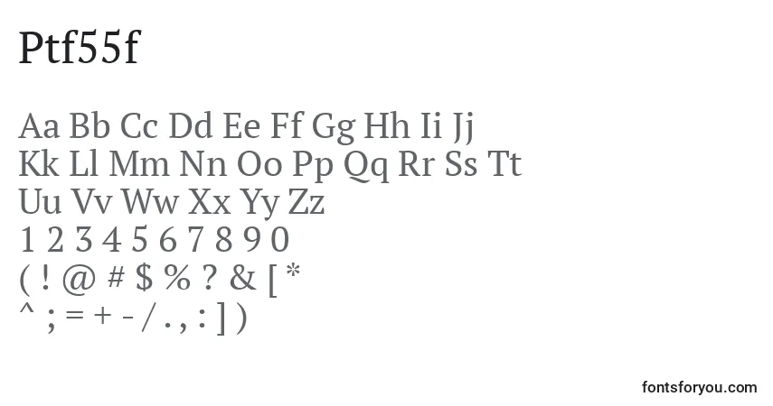 Fuente Ptf55f - alfabeto, números, caracteres especiales