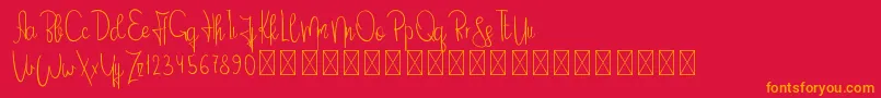 DeliciousYellow PersonalUse-Schriftart – Orangefarbene Schriften auf rotem Hintergrund