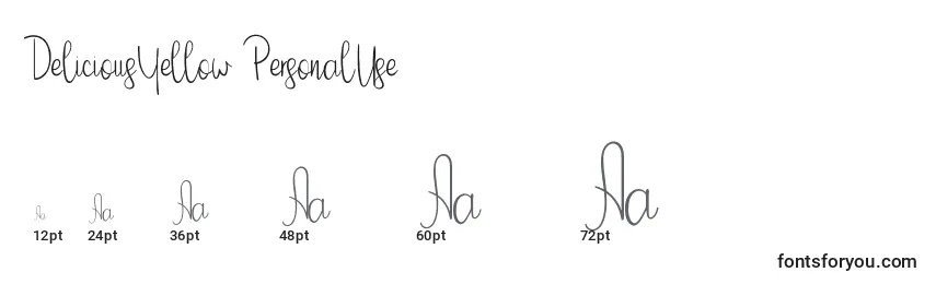 DeliciousYellow PersonalUse Font Sizes